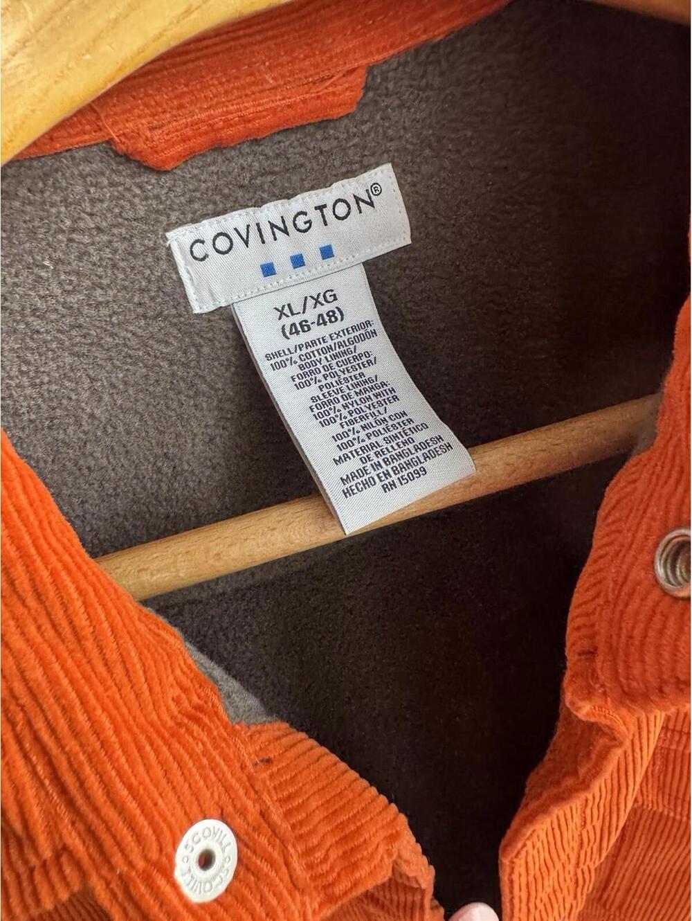 Mens Covington Corduroy Shirt Jacket Orange Lined Snap Fleece Lined XL - Picture 3 of 7
